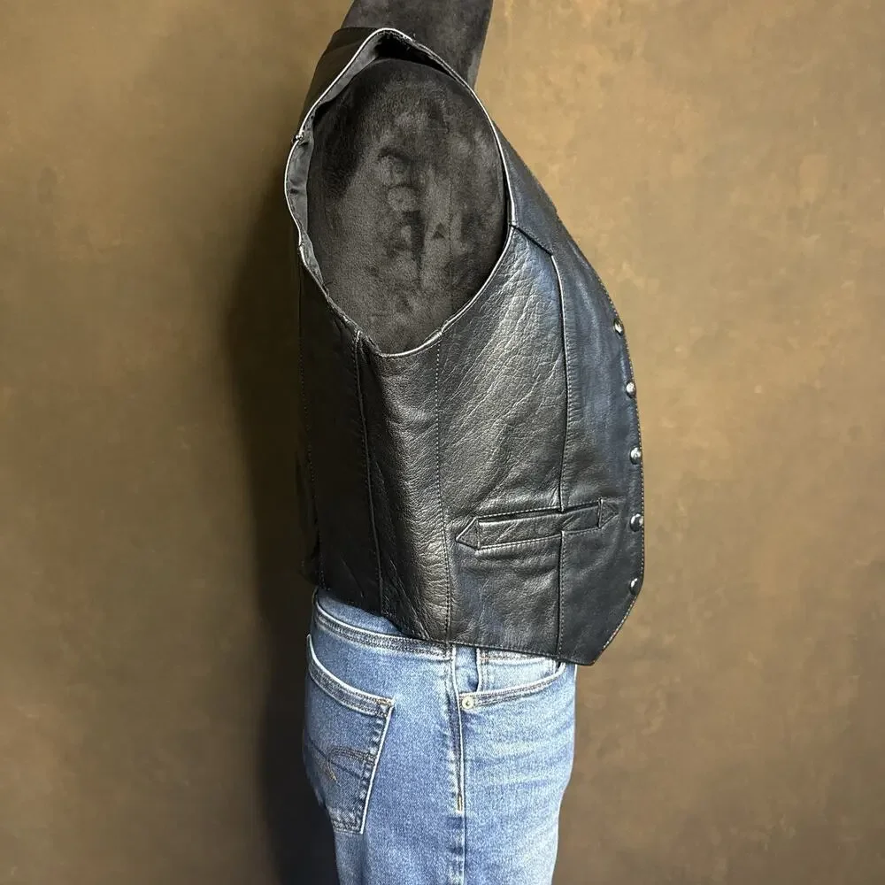 Vintage 90's Ladies Leather Western style Vest Size 10 Protech Leather Apparel